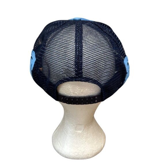 Vintage Trucker Hat Snap Back Mesh Sides 3 Stripes Blue Redvers Wheat Pool - Picture 4 of 6